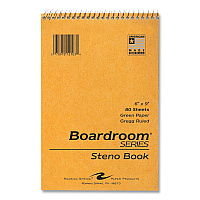 Roaring Spring Boardroom Series Steno Pad, Gregg Ruled, Brown Cover, 80 Green 6 x 9 Sheets, 72 Pads/Carton (12103CS)