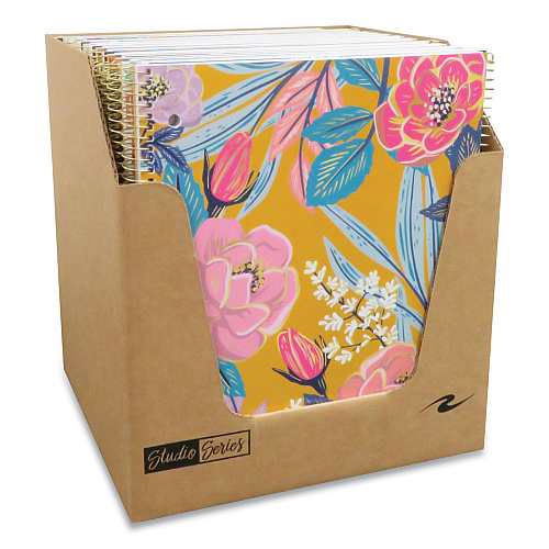 Roaring Spring Studio Series Notebook, 1-Subject, College Rule, Assorted Covers Set 2, (70) 11 x 9 Sheets, 24/Carton (11322CS)