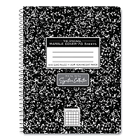 Roaring Spring Spring Signature Composition Book, Quad 5 sq/in Rule, Black Marble Cover, (70) 9.75 x 7.5 Sheets, 24/Carton (10113CS)