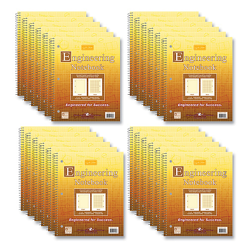 Roaring Spring Wirebound Engineering Notebook, 20 lb Paper Stock, Buff Cover, 80 Buff 11 x 8.5 Sheets, 24/Carton (13182CS)