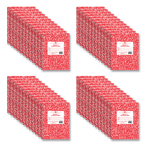 Roaring Spring Wirebound Composition Book, 1 Sub, Grade 1 Manuscript Format, Red Cover, (36) 9.75 x 7.5 Sheets, 48/Carton (10203CS)