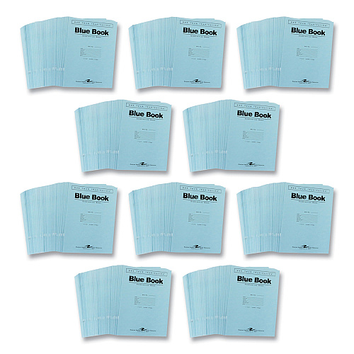 Roaring Spring Examination Blue Book, Wide/Legal Rule, Blue Cover, (6) 11 x 8.5 Sheets, 500/Carton (77516CS)
