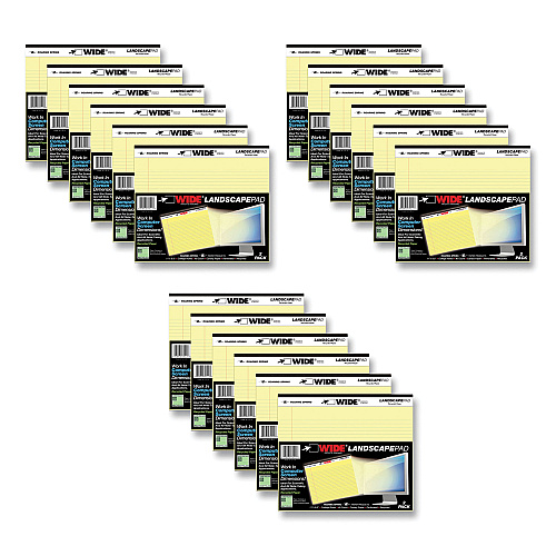 Roaring Spring WIDE Landscape Format Writing Pad, Medium/College Rule, 40 Canary 11 x 9.5 Sheets, 18/Carton (74511CS)