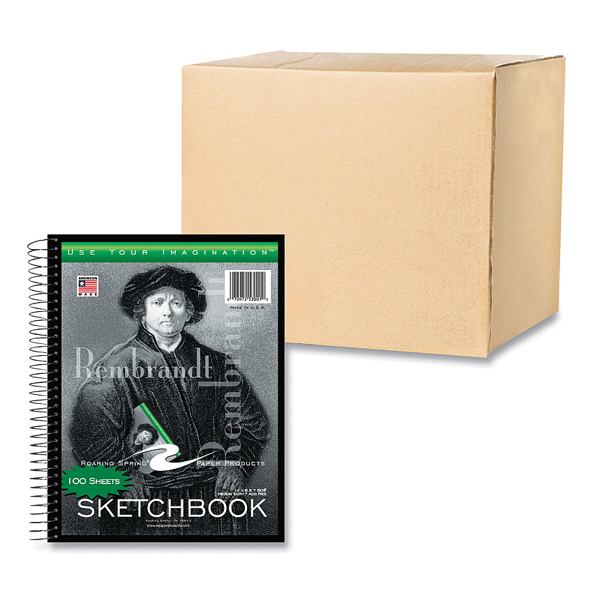 Roaring Spring Sketch Book, 60-lb Drawing Paper Stock, Rembrandt Photography Cover, (100) 11 x 8.5 Sheets, 12/Carton (53101CS)