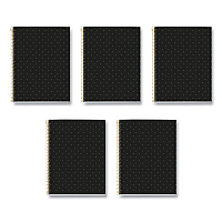 Roaring Spring MR M Fashion Notebook, 4-Subject, Medium/College Rule, Black Dots Cover, (120) 11 x 8.5 Sheets, 5/Carton (48293CS)