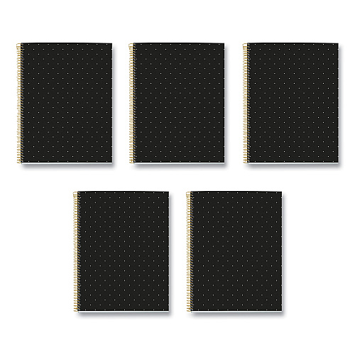 Roaring Spring MR M Fashion Notebook, 4-Subject, Medium/College Rule, Black Dots Cover, (120) 11 x 8.5 Sheets, 5/Carton (48293CS)