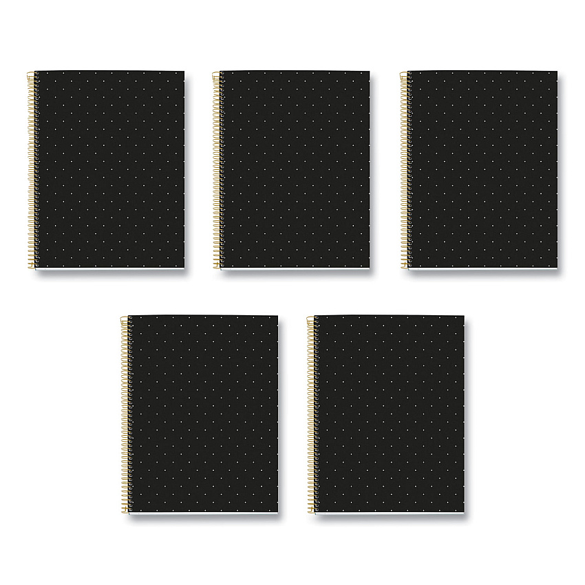 Roaring Spring MR M Fashion Notebook, 4-Subject, Medium/College Rule, Black Dots Cover, (120) 11 x 8.5 Sheets, 5/Carton (48293CS)
