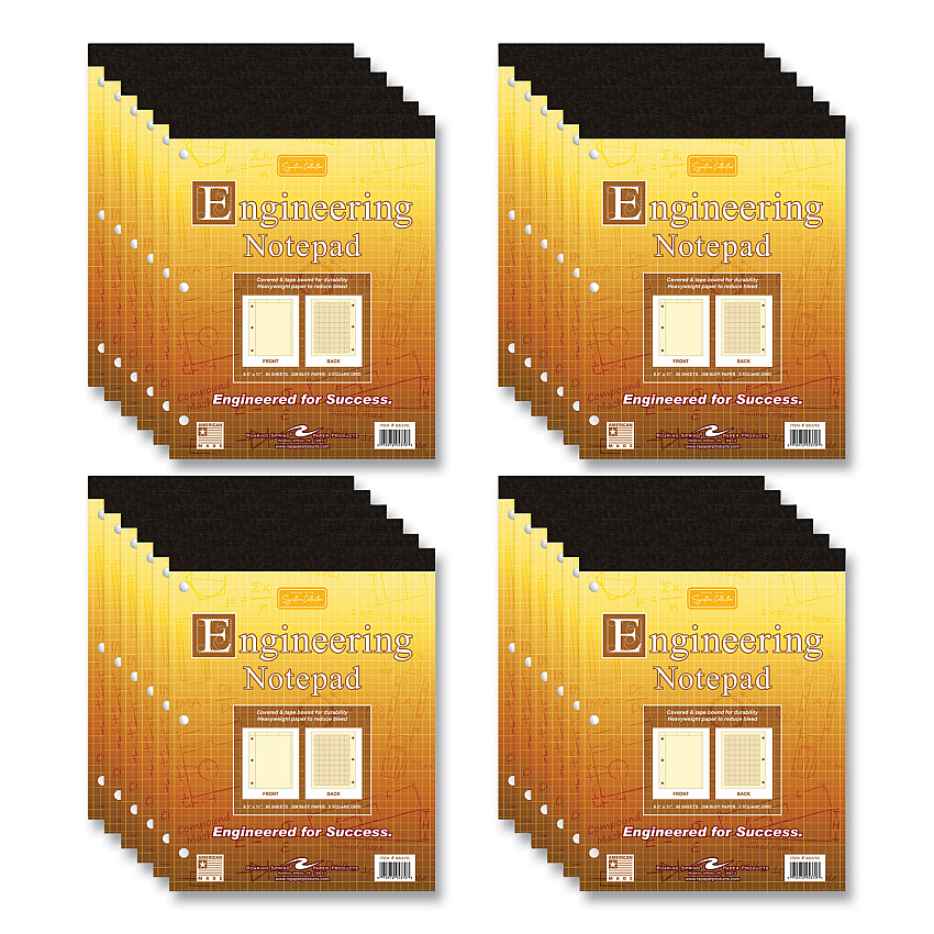 Roaring Spring Covered Engineering Pad, 5 sq/in Quadrille Rule, 80 Buff 8.5 x 11 Sheets, 24/Carton (95370CS)