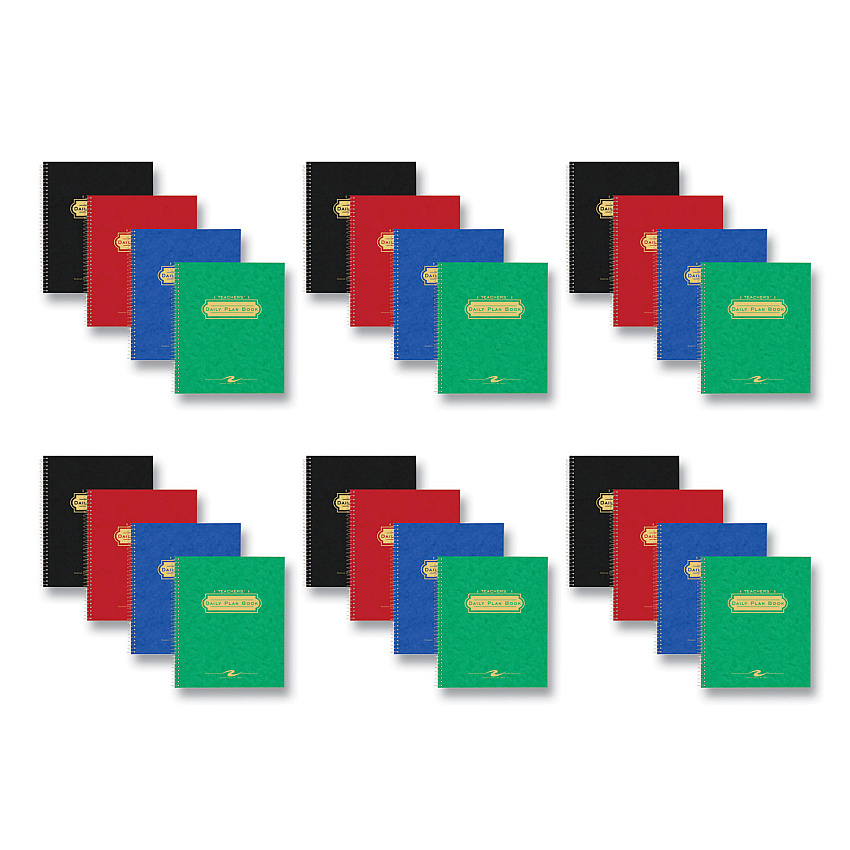 Roaring Spring Wirebound Teachers Plan Book, 11 x 8.5, Randomly Assorted Cover Colors, 24/Carton (12144CS)