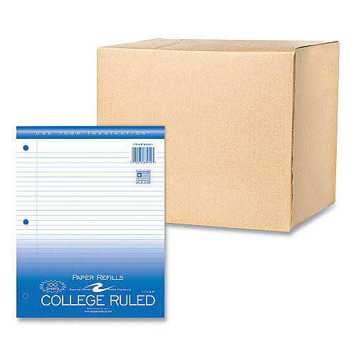 Roaring Spring Loose Leaf Paper, 8.5 x 11, 3-Hole Punched, College Rule, White, 100 Sheets/Pack, 48 Packs/Carton (83911CS)