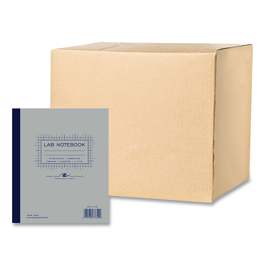 Roaring Spring Lab and Science Carbonless Notebook, Quad Rule (4 sq/in), Gray Cover, (200) 11 x 9.25 Sheets, 5/Carton (77644CS)