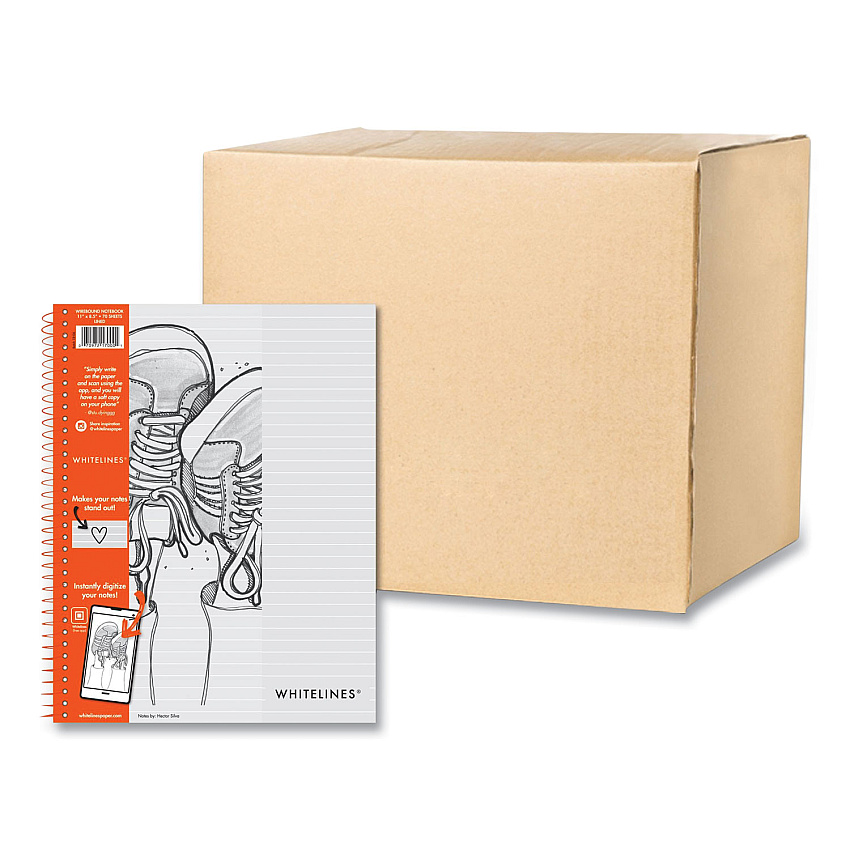 Roaring Spring Whitelines Notebook, Medium/College Rule, Gray/Orange Cover, (70) 8.5 x 11 Sheets, 12/Carton (17000CS)