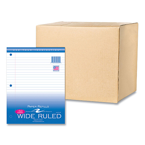 Roaring Spring Loose Leaf Paper, 8 x 10.5, 3-Hole Punched, Wide Rule, White, 150 Sheets/Pack, 24 Packs/Carton (20050CS)