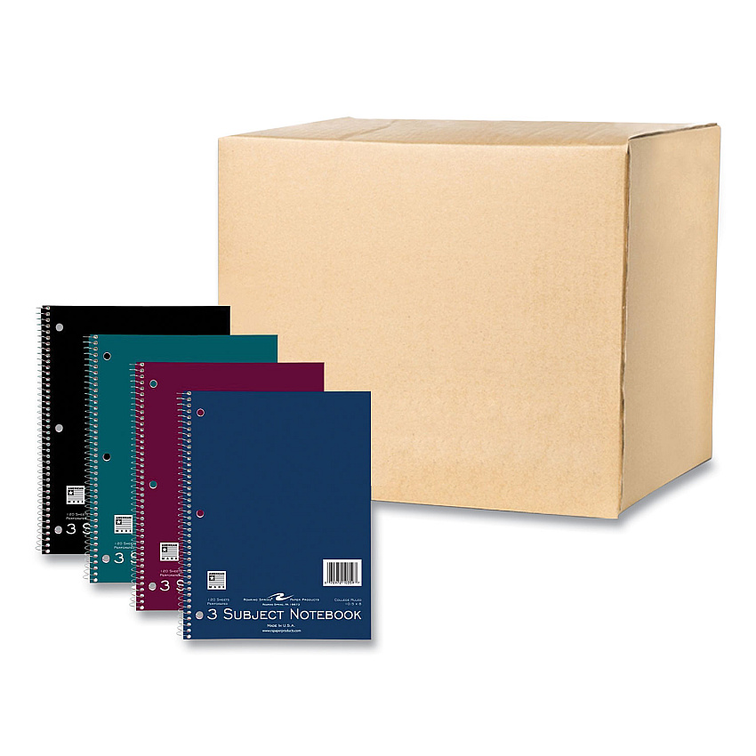 Roaring Spring Subject Wirebound Notebook, 3-Subject, Medium/College Rule, Assorted Cover, (120) 10.5 x 8 Sheets, 24/Carton (10359CS)