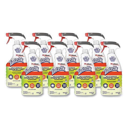 Fantastik Multi-Surface Disinfectant Degreaser, Herbal, 32 oz Spray Bottle, 8/Carton (311836)