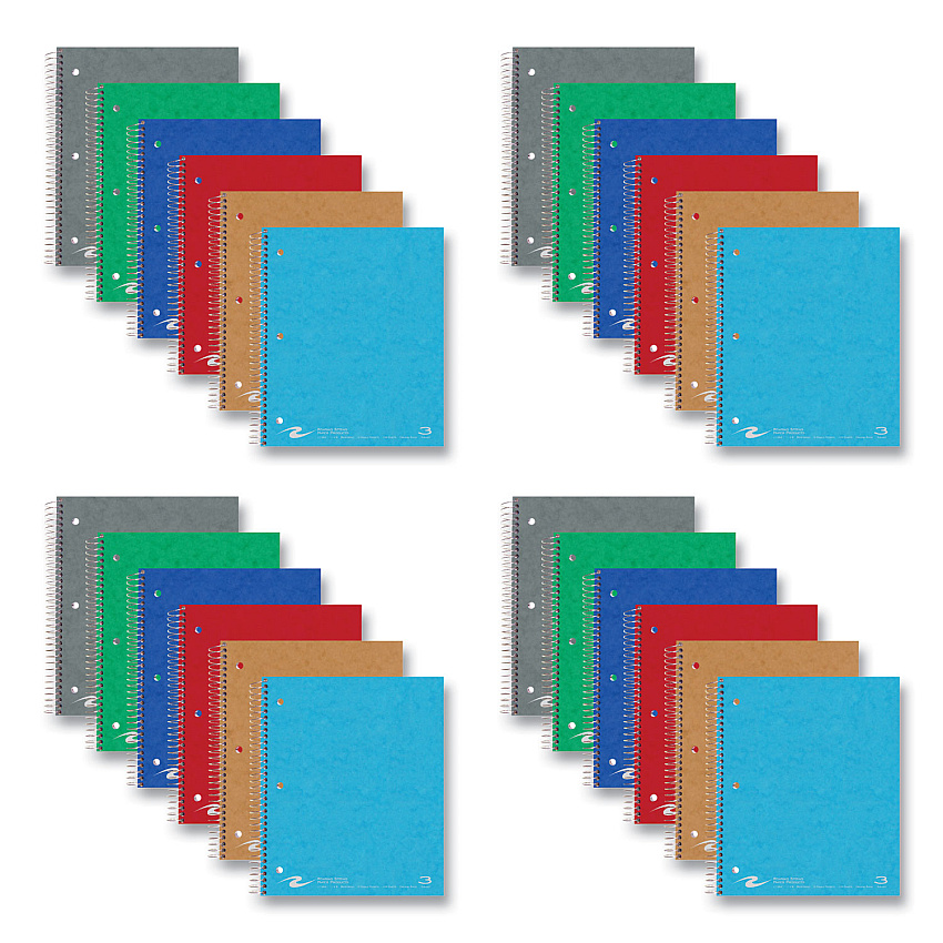 Roaring Spring Subject Wirebound Notebook, 3-Subject, Medium/College Rule, Assorted Cover, (120) 11 x 9 Sheets, 24/Carton (11384CS)