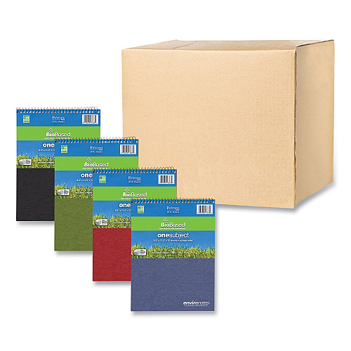 Roaring Spring Earthtones BioBased 1 Subject Notebook, Medium/College Rule, Assorted Covers, (70) 8.5 x 11.5 Sheets, 24/Carton (13363CS)
