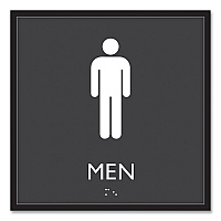 Headline ADA Sign, Men, Plastic, 8 x 8, Clear/White (66914)
