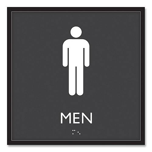 Headline ADA Sign, Men, Plastic, 8 x 8, Clear/White (66914)
