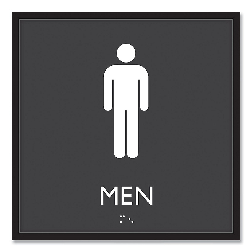 Headline ADA Sign, Men, Plastic, 8 x 8, Clear/White (66914)