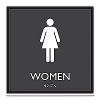 Headline ADA Sign, Women, Plastic, 8 x 8, Clear/White (66912)