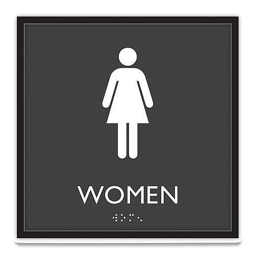 Headline ADA Sign, Women, Plastic, 8 x 8, Clear/White (66912)