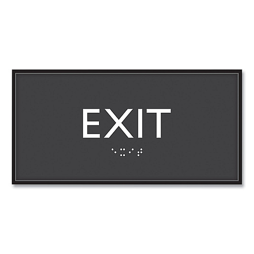 Headline ADA Sign, Exit, Plastic, 4 x 4, Clear/White (69922)