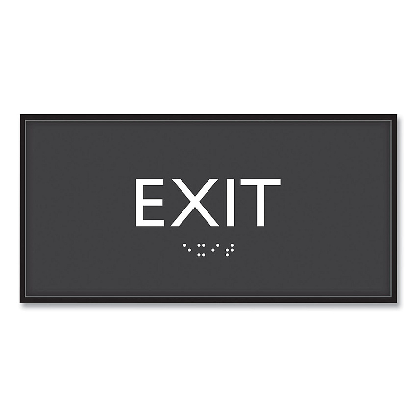 Headline ADA Sign, Exit, Plastic, 4 x 4, Clear/White (69922)
