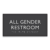 Headline ADA Sign, All Gender Restroom, Plastic, 4 x 4, Clear/White (69920)