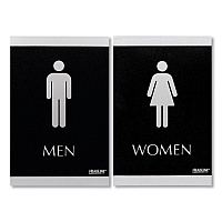 Headline Century Series Office Sign, Men; Women, 6 x 9, Black/Silver (4248)