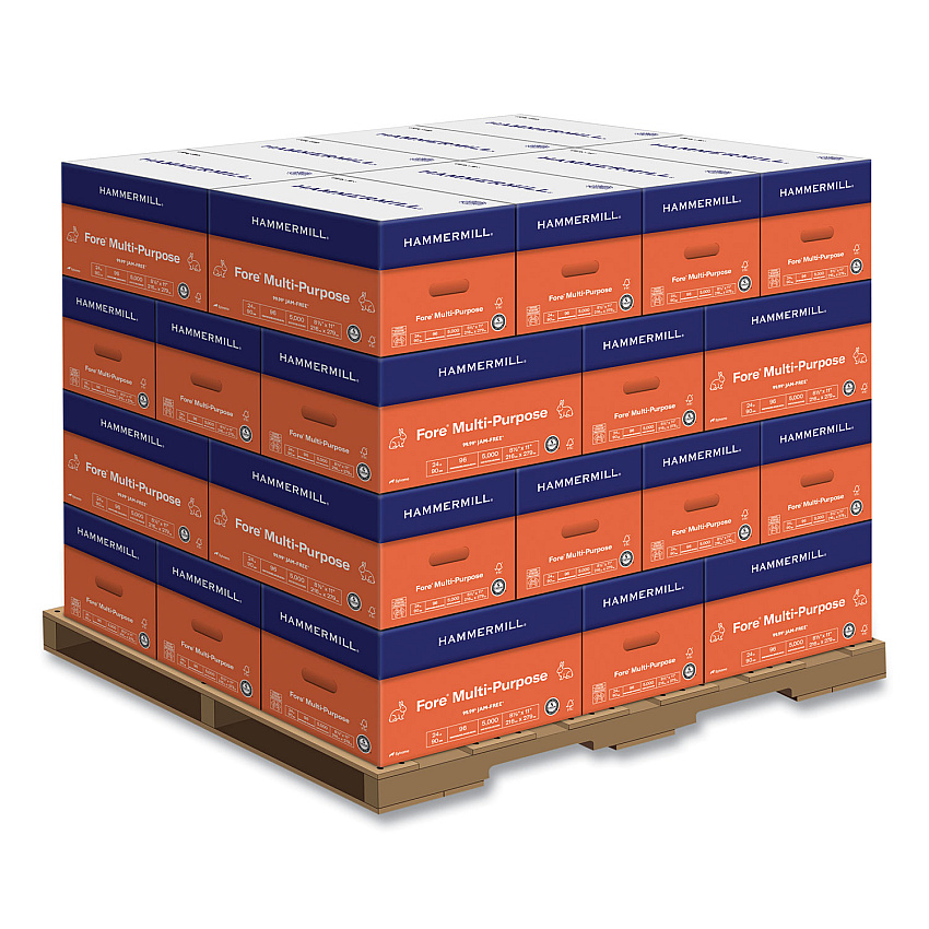 Hammermill Fore Multipurpose Print Paper, 96 Bright, 24 lb, 8.5 x 11, White, 500 Sheets/Ream, 10 Reams/Carton, 32 Cartons/Pallet (103283PLT)