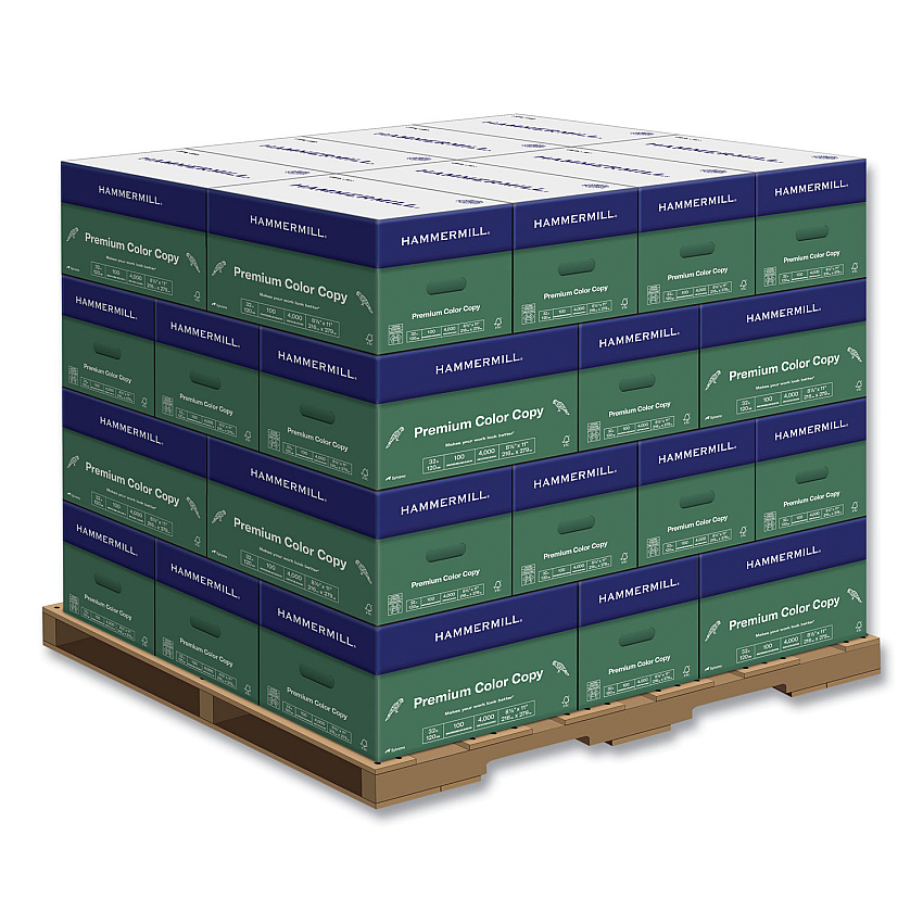 Hammermill Premium Color Copy Print Paper, 100 Bright, 32 lb, 8.5 x 11, Photo White, 500/Ream, 8 Reams/Carton, 32 Cartons/Pallet (102630PLT)