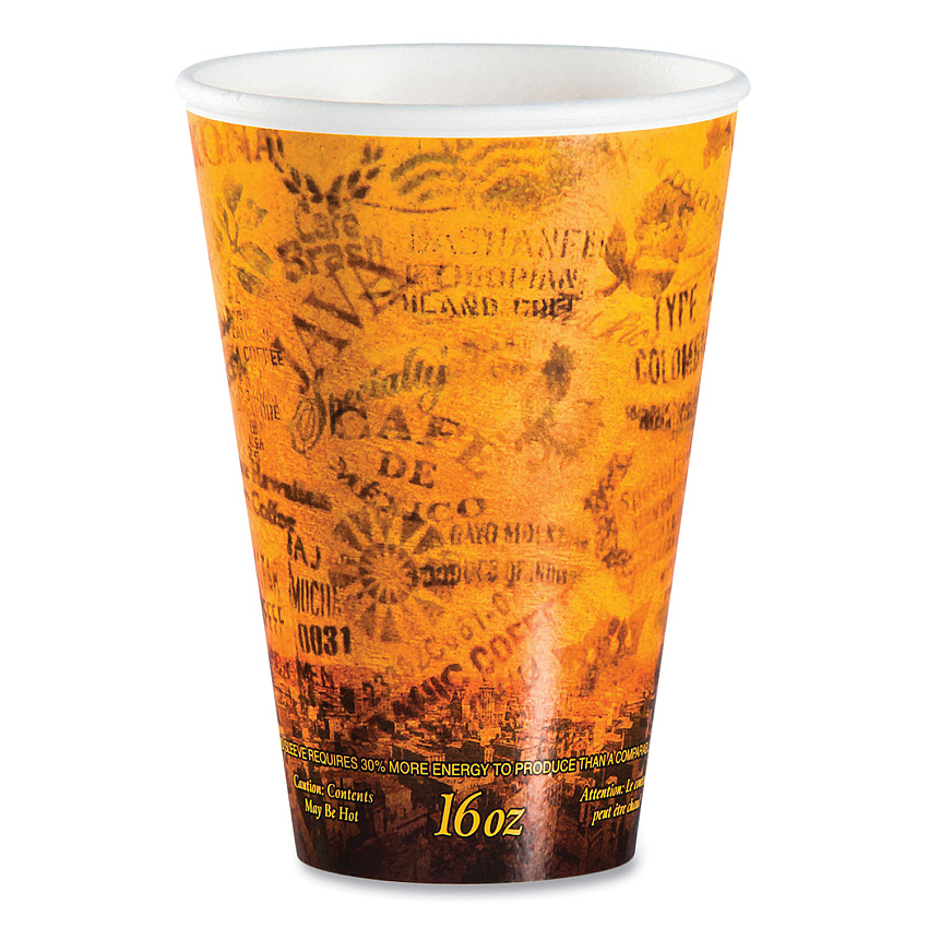 Dart Fusion Escape Foam Hot/Cold Cups, 16 oz, Brown/Black, 1,000/Carton (16U16ESC)