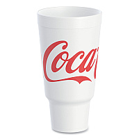 Dart Coca-Cola Foam Cups, 44 oz, White/Red, 20/Bag, 15 Bags/Carton (44AJ32C)