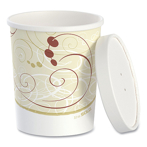 SOLO Flexstyle Double Poly Food Combo Packs, 32 oz, Symphony, Paper, 25 Cups and 25 Lids/Pack, 10 Packs/Carton (KHB32ASYM)
