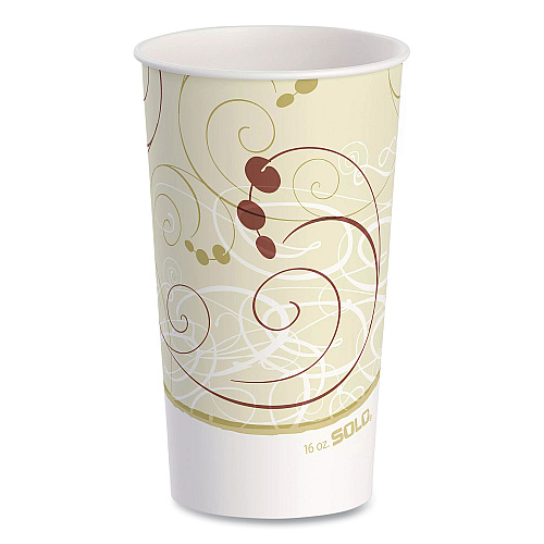 SOLO Double Sided Poly (DSP) Paper Cold Cups, 16 oz,  Beige/White, 50/Sleeve, 20 Sleeves/Carton (RP16PSYM)