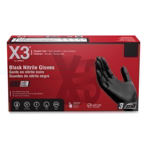 X3 by AMMEX Industrial Nitrile Gloves, Powder-Free, mil, Small