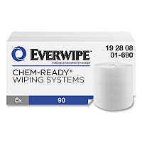 Everwipe&reg; Chem-Ready Dry Wipes, 1-Ply, White, 90 Wipes, 6 Rolls (192808)