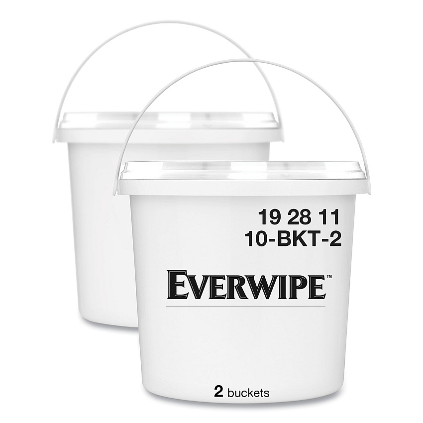 Everwipe&reg; Wet Wipe Center-Pull Resealable Bucket, White, 2 Buckets (192811)