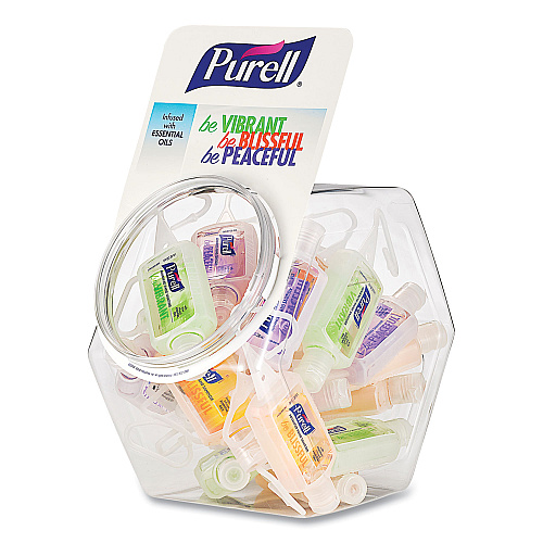 Advanced Hand Sanitizer Gel Infused With Essential Oils, 1 Oz Flip Cap Bottle With Display Bowl, Assorted Scents, 25/carton