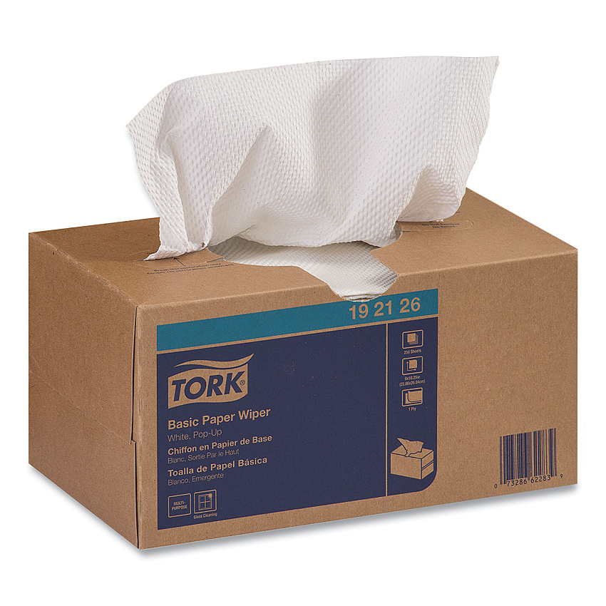 Tork&reg; Basic Paper Wipers, 1-Ply, White, 6000 Wipers (192126)