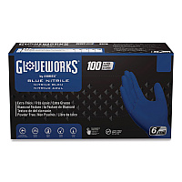 GloveWorks by AMMEX Heavy-Duty Industrial Nitrile Gloves, Powder-Free, Large, 6 mil Thick, 9.5