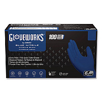 GloveWorks by AMMEX Heavy-Duty Industrial Nitrile Gloves, Powder-Free, Medium, 6 mil Thick, 9.5