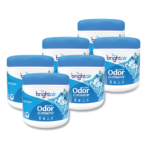 Bright Air Super Odor Eliminator, Cool and Clean, Blue, 14 oz Jar, 6/Carton (900090CT)