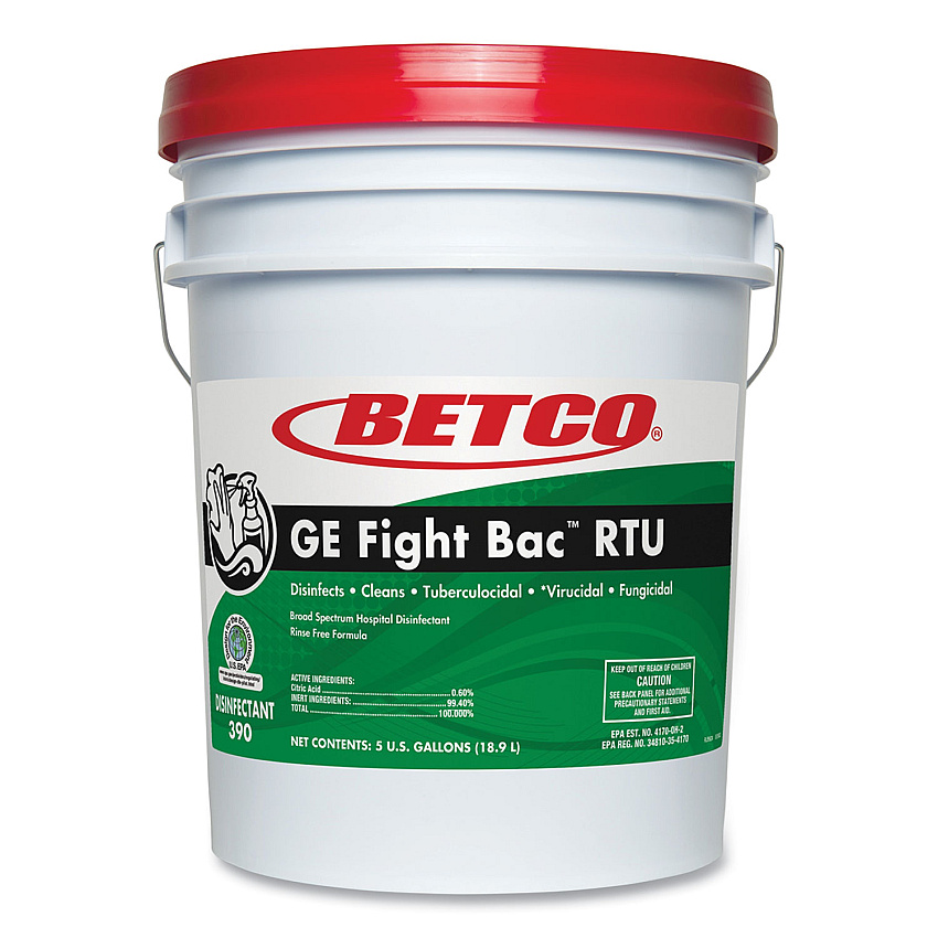 Betco Fight Bac RTU Disinfectant, Fresh Scent, 5 gal Pail (3900500)