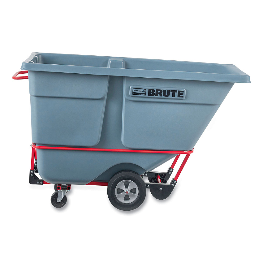 Rubbermaid Commercial BRUTE DURATILT Frame Tilt Truck, Standard Duty, 1 cu yd, 1,200 lb Capacity, Rotomolded Resin/Leakproof Polyethylene, Gray (2192462)