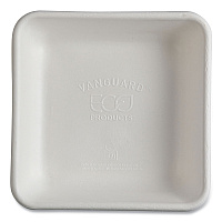 Vanguard Worldview Renewable And Compostable Sugarcane Take-out Containers, 36 Oz, 8 X 8 X 2, White, Sugarcane, 200/carton