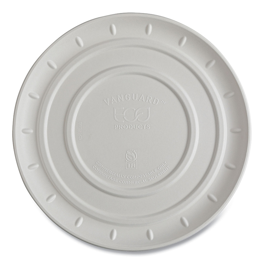 Vanguard Molded Fiber Pizza Tray, 16" Dia, White, Sugarcane, 50/carton
