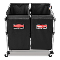 4 Bushel Collapsible X-Cart Bag for Rubbermaid Commercial 1881749 and 1881781, 5 cu ft, 22.08" x 15.33" x 27.33", Black, 2/CT