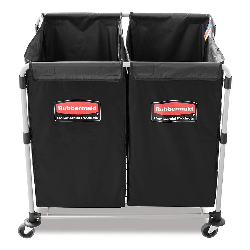 4 Bushel Collapsible X-Cart Bag for Rubbermaid Commercial 1881749 and 1881781, 5 cu ft, 22.08" x 15.33" x 27.33", Black, 2/CT